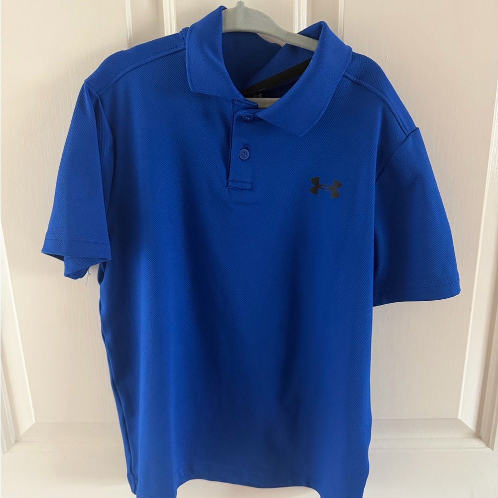 Under Armour Boys Royal Blue Polo with Black Logo